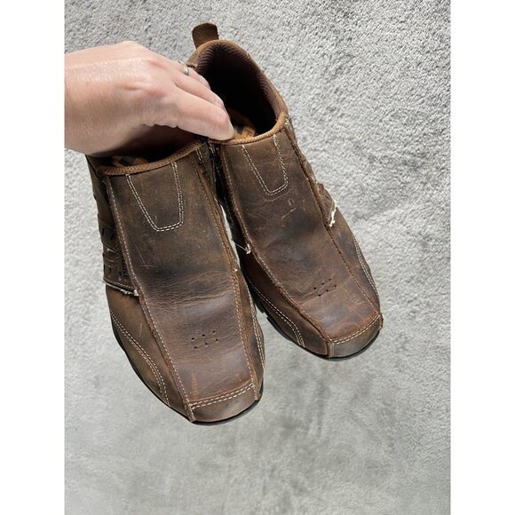 Men's Skechers 7.5 Glides Docklands slip on loafers brown leather relaxed fit - Picture 1 of 8